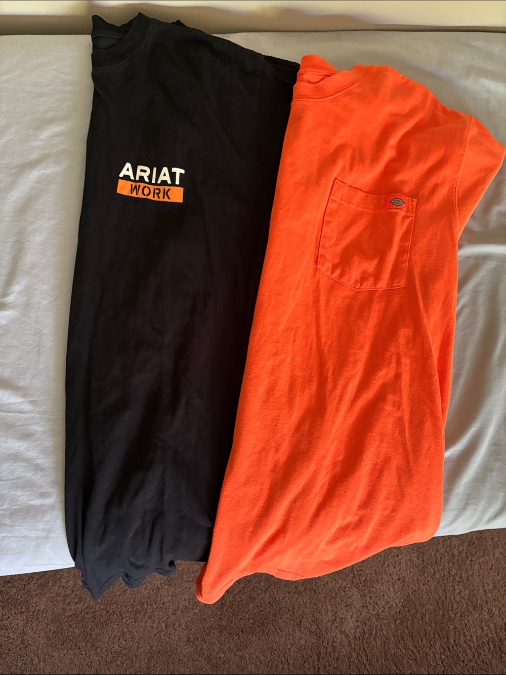 Ariat Black Tee with Orange Accents & Bright Orange Dickies Pocket Tee
